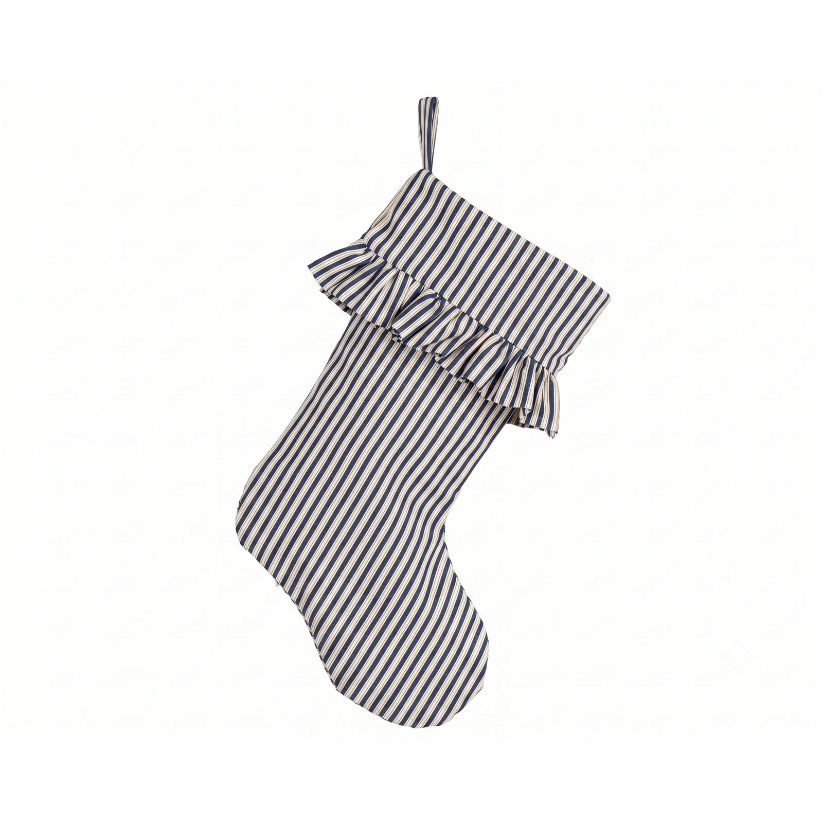 Polo Stripe Ruffled Christmas Stocking, Blue