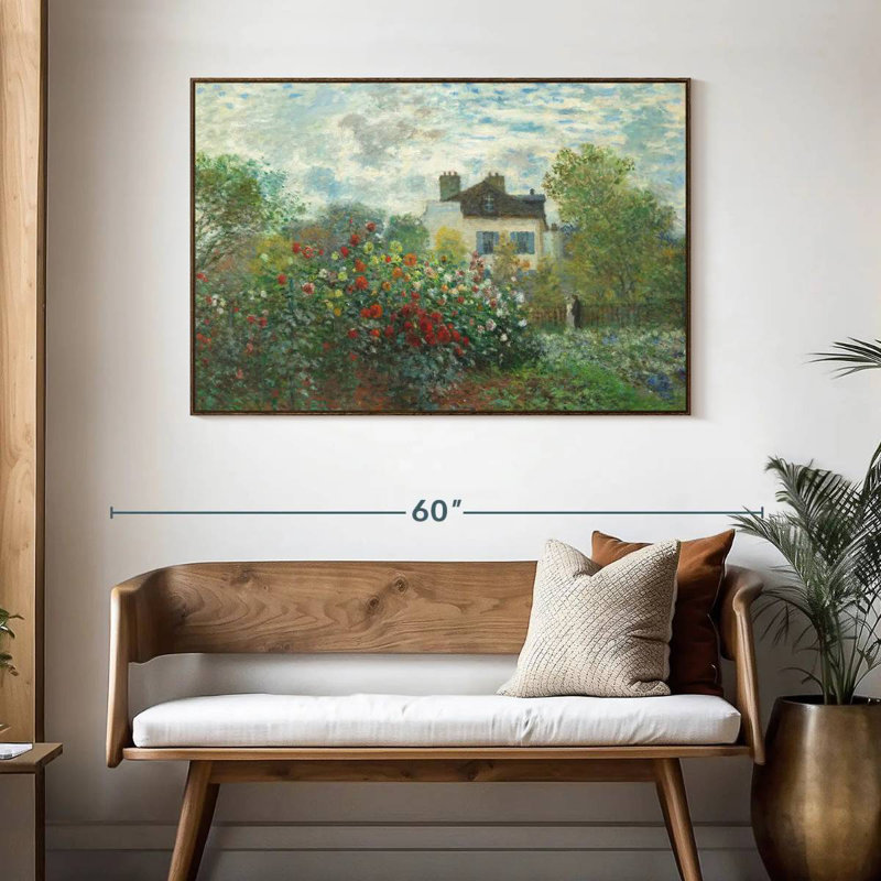 Le jardin de Monet à Argenteuil, 1873, 46 po x 31 po, Cadre flottant noyer