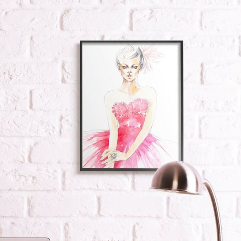 Reproduction d'art par Rose, Giclée encadrée noir minuit, H 30 po x l 24 po