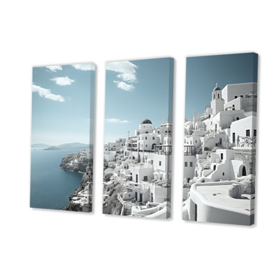 «Grèce Santorini Beautiful Cityscape III», reproduction sur toile 3 pièces