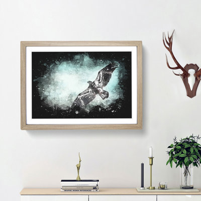Eagle Bird In The Clouds Paint Splash - Framed Print