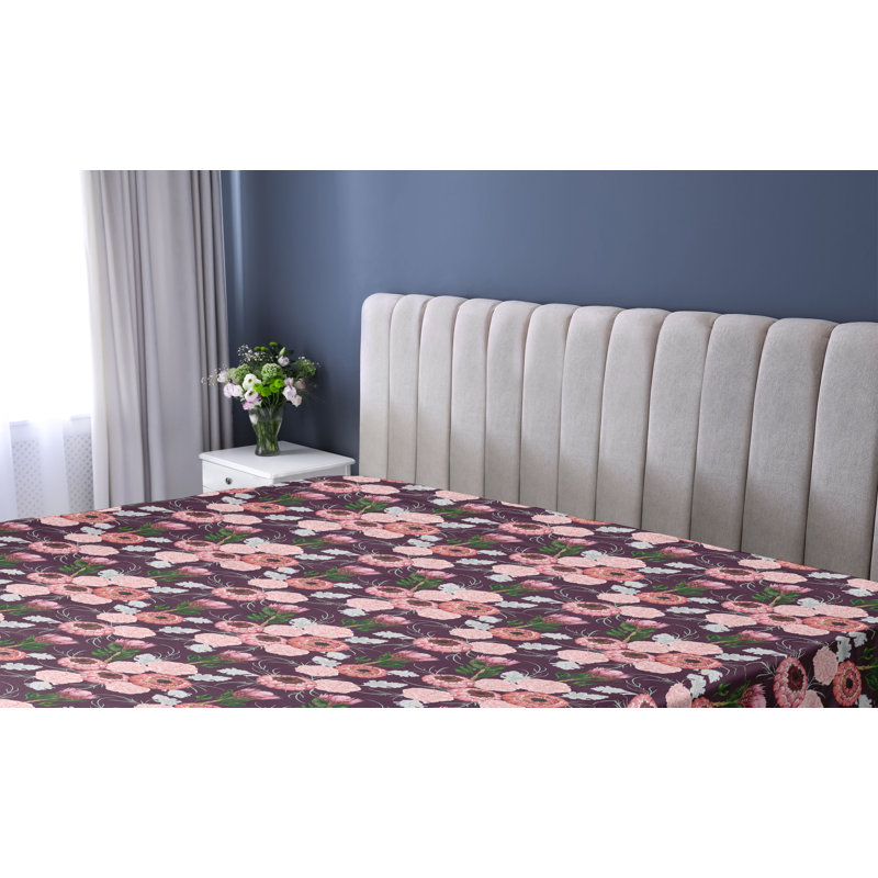 Drap-housse Ambesonne, Drap-housse de taille double, Fuchsia foncé, rosé / floral