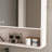 Khaki 35 X 28 Inches Bathroom Mirror Cabinet, Aluminium, Led With Defogging, Cosmetic Container, Hair Dryer Slot Cabinet Mirror, Inches, 3 Colors , Basket, Space,