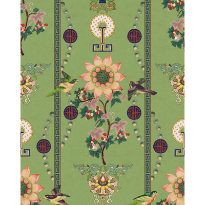 Chinese Garden Floral Wallpaper Roll
