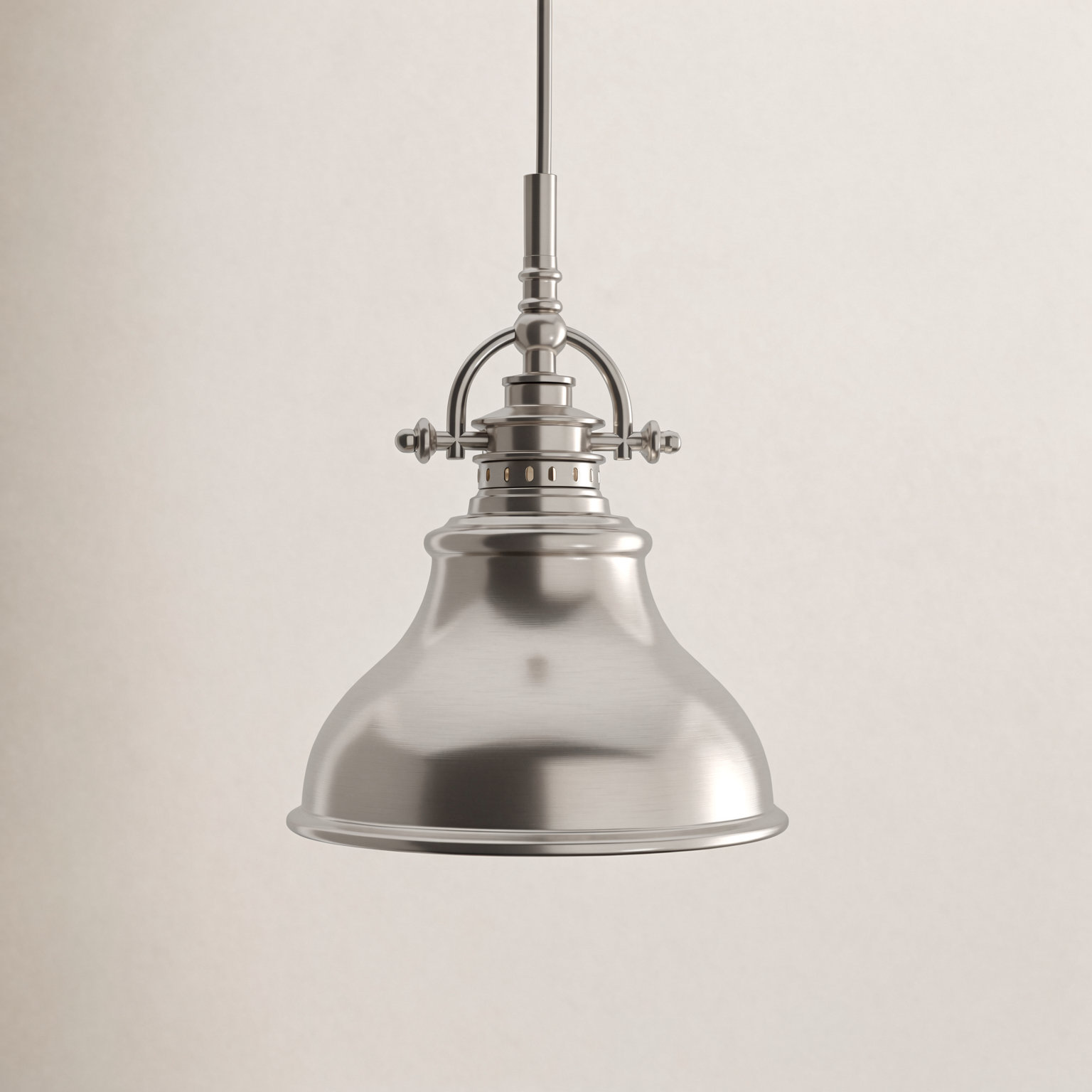 Rosalyn Single Light Dome Pendant, Brushed Nickel, 9" H x 8" W x 8" D