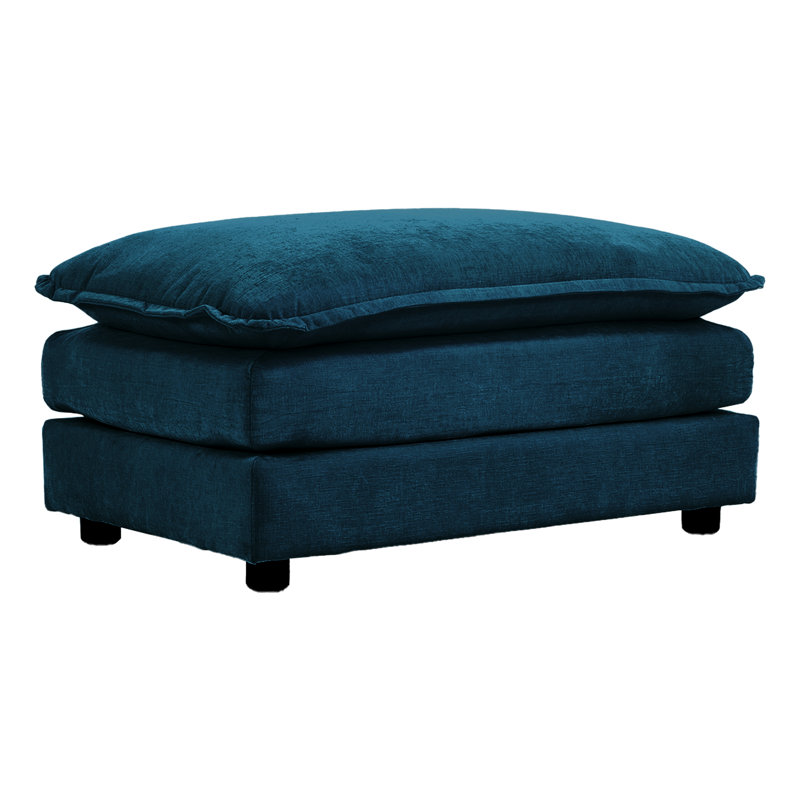 Repose-pieds en tissu chenille à combiner avec un canapé 2 places, un canapé 3 places et un canapé 4 places, chenille bleue