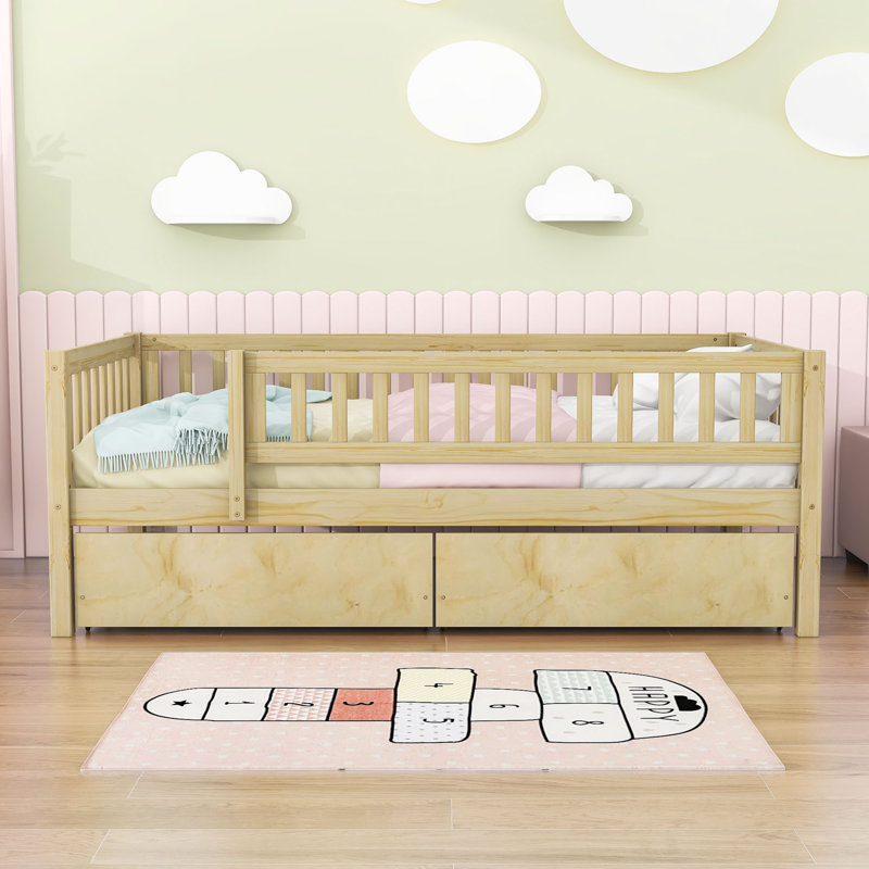 Lit de jour en bois Rowanne, Naturel, Lit simple