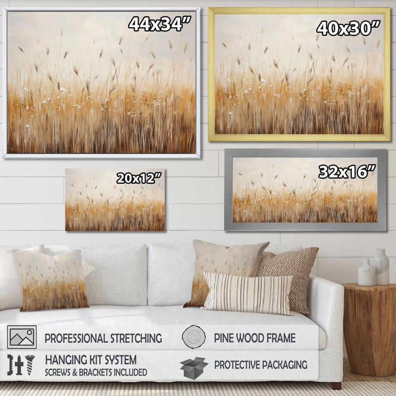 Prairies majestueuses prairies sur toile, H 12 po x l 20 po x P 1 po, Cadre simple blanc