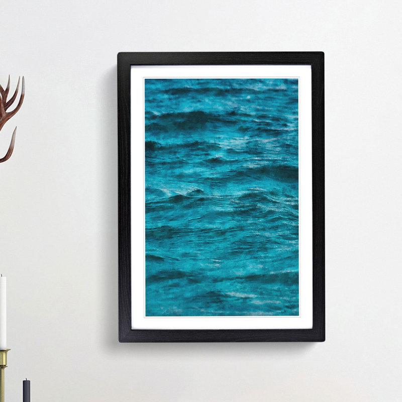 Edges Of The Sea - Single Picture Frame Painting on MDF, Black Framed, 33cm H x 24cm W x 2cm D