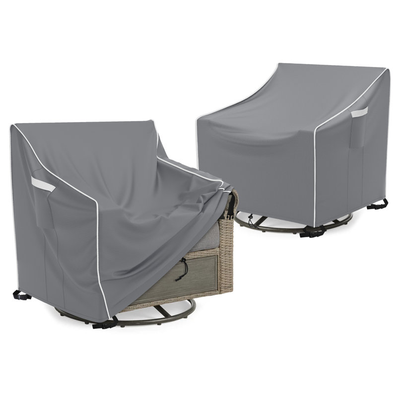Outdoor Swivel Lounge Chair Cover 2 Pack Waterproof Outdoor Patio Chair Covers, 38.5" H x 30" W x 34" D, Gray
