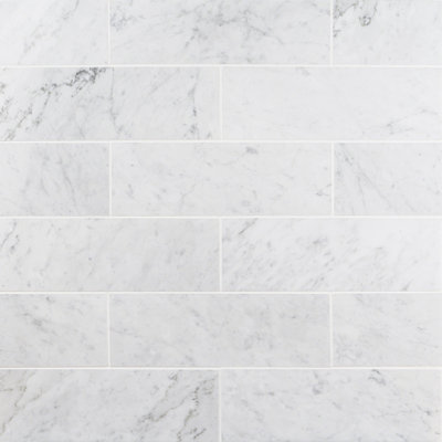  Carrara 4" x 12" Marble Look Subway Wall & Floor Tile