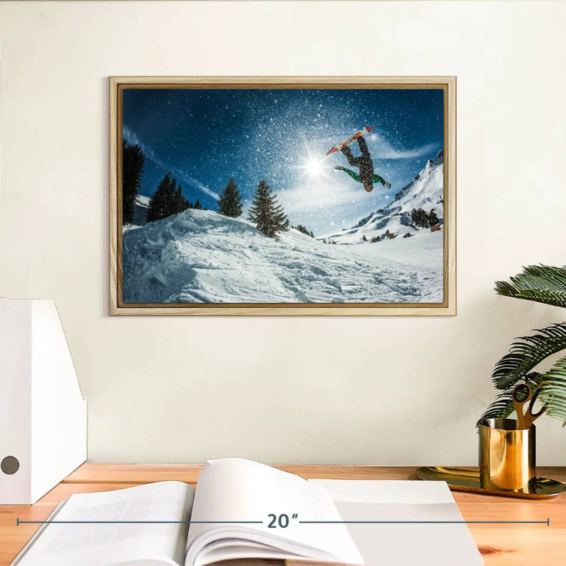Snowboard, Cadre flottant en bois naturel, 13 po x 9 po
