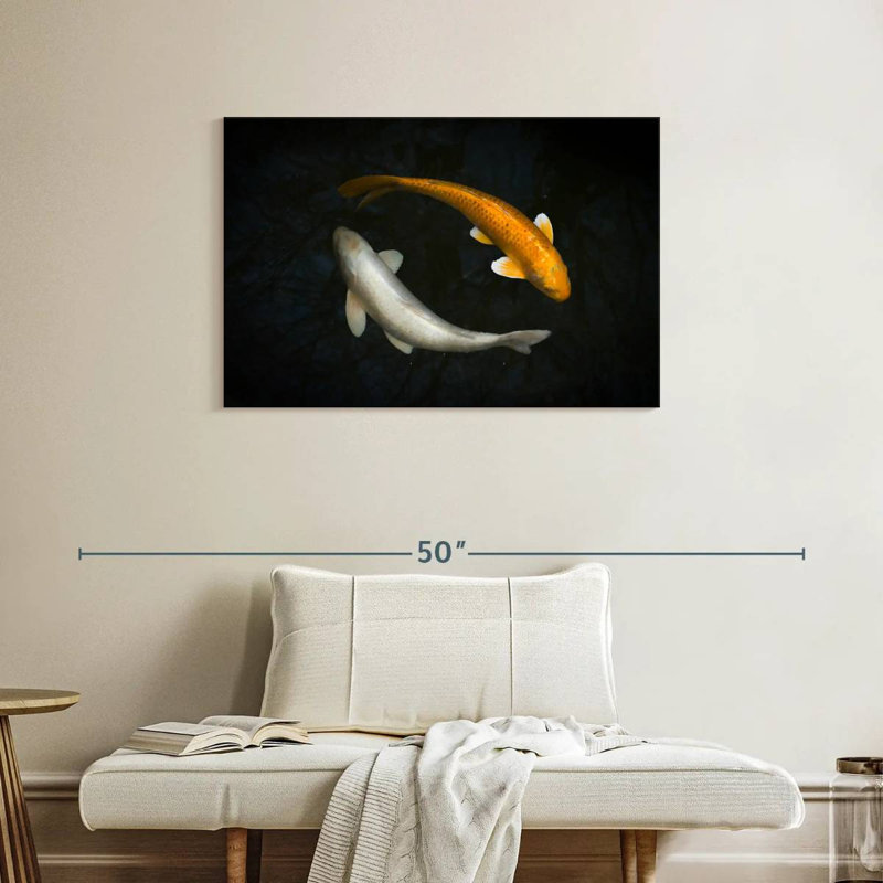 Brampt argent et or Koi, H 24 po x l 36 po