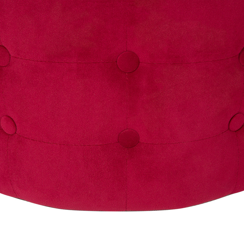Wona 55cm Wide Velvet Tufted Round Solid Colour Pouffe Ottoman, Red