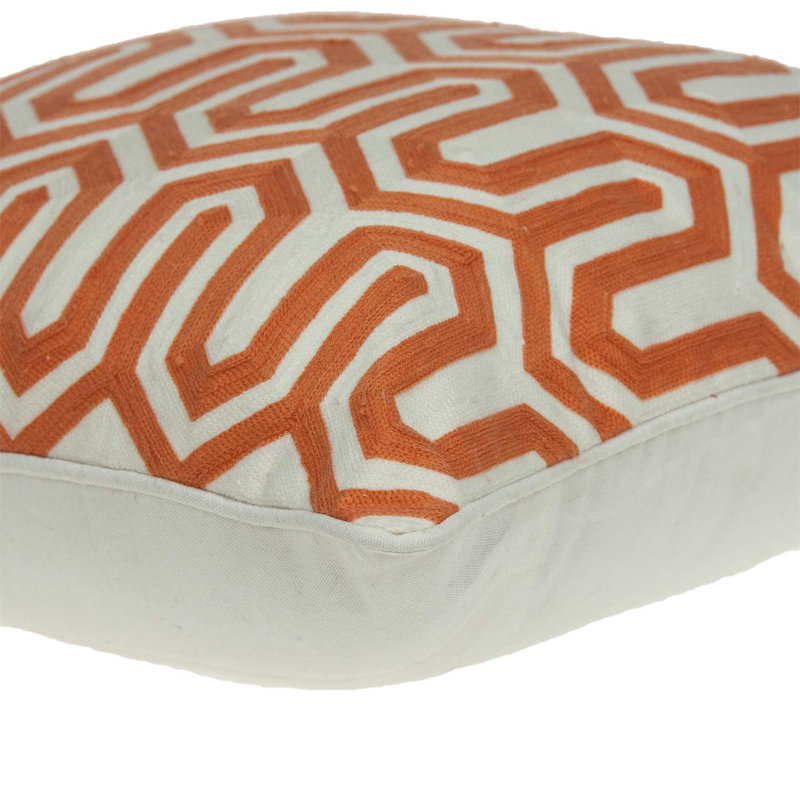 Coussin Machu, Orange / blanc, Polyester/ bourre en polyester