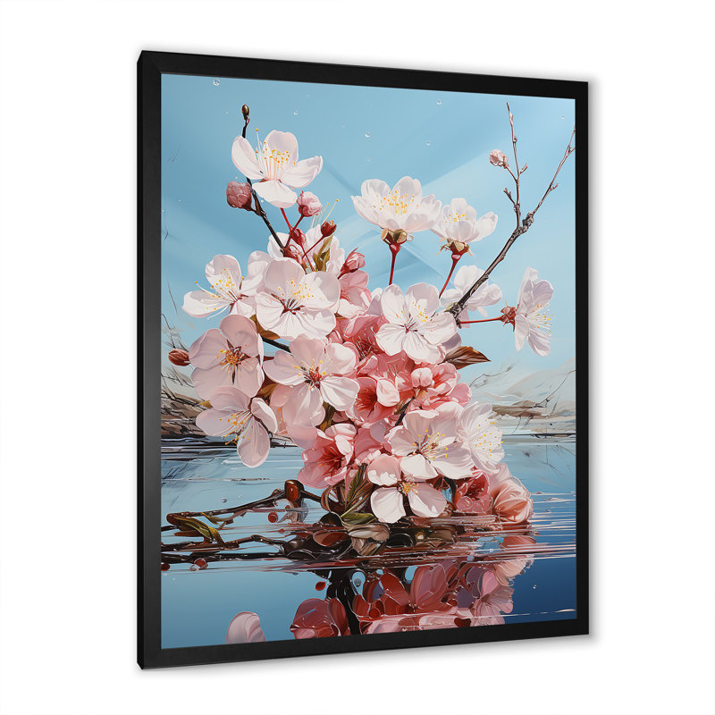 «Apple Blossom Flower Tree III», reproduction d'art sur toile, Cadre simple noir, H 32 po x l 24 po x P 1 po