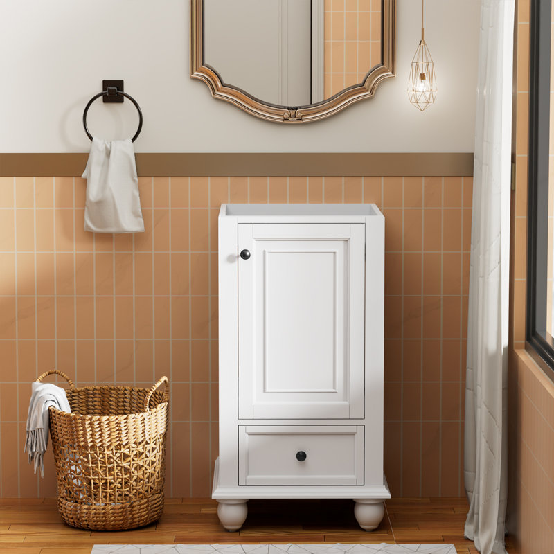18" Single Sink Bathroom Vanity Base Only, Painted Surface, Soft-Close Doors, White