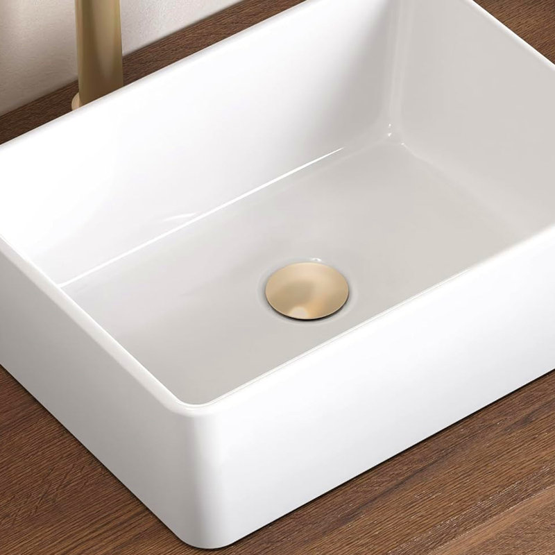 Drain escamotable pour salle de bain avec trop-plein, acier inoxydable, deux pièces, Or brossé