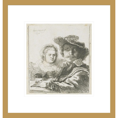 «Rembrandt and His Wife Saskatia» par Rembrandt van Rijn - reproduction d'art encadrée