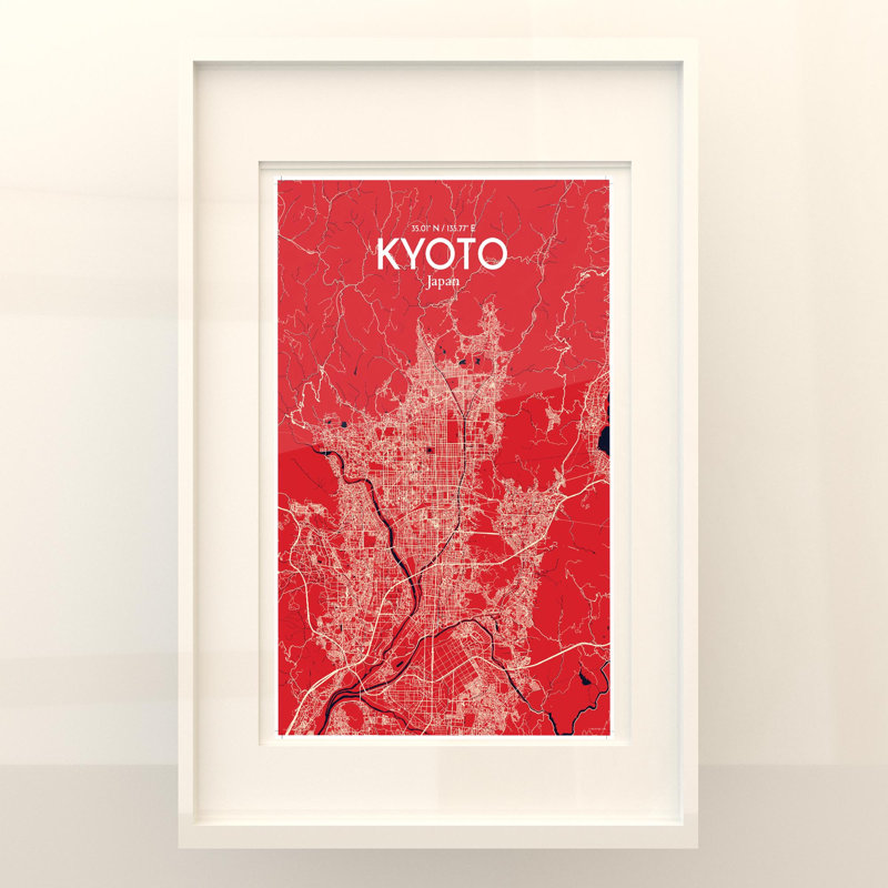 Kyoto City Map In Nautical - No Frame Print, 17cm H x 11cm W x 0.05cm D