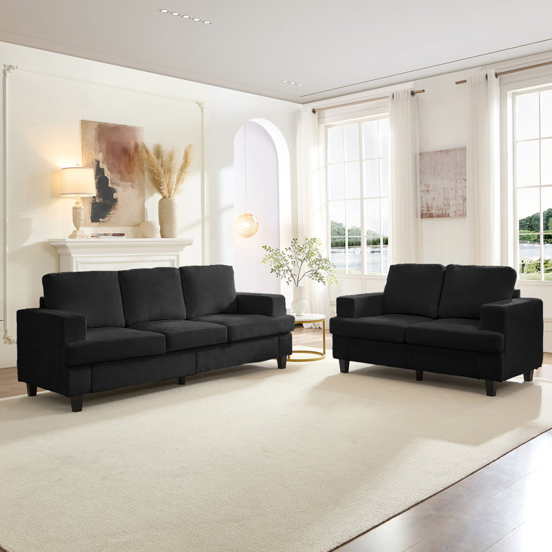 Ensemble de canapé en chenille 2 pièces avec canapé 3 places et causeuse, Gris foncé