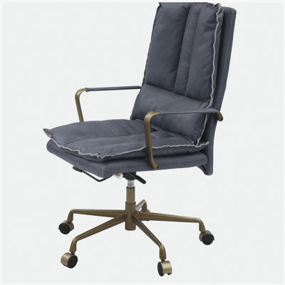 Tinzud gray leather office chair
