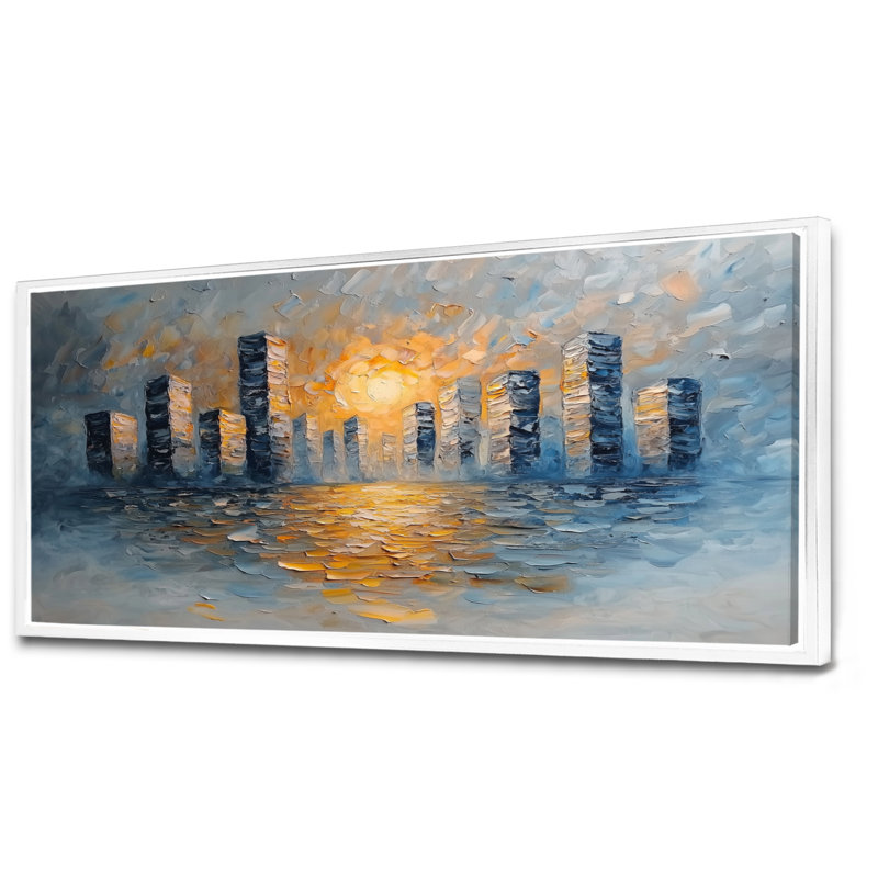 Ilirjan - Abstract Wall Art, H 28 po x l 60 po, Cadre flottant, Blanc