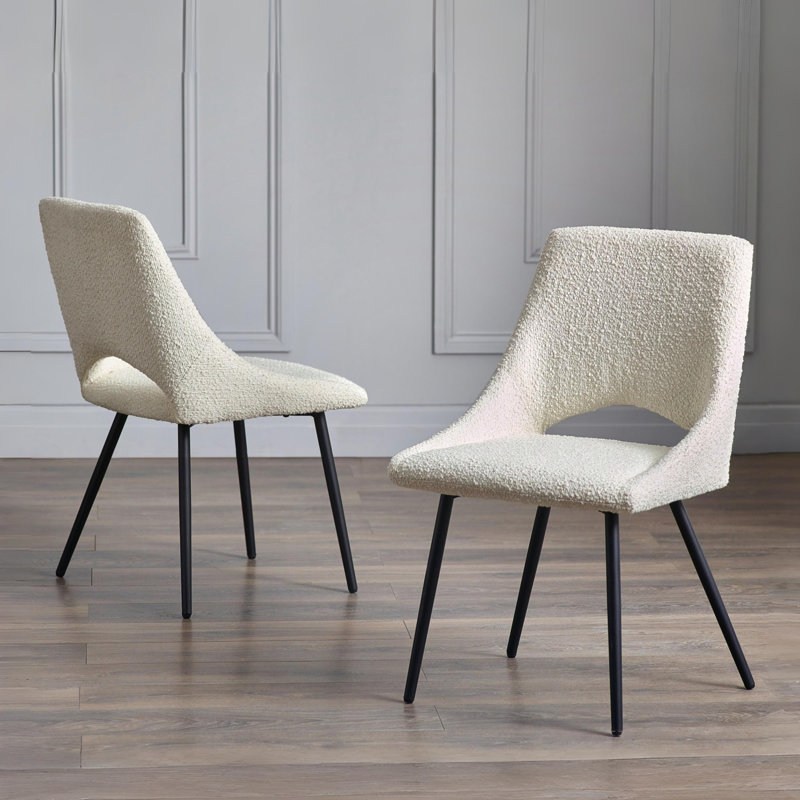 Kathryn 45.5cm H Polyester Blend Upholstered Side Chair, Ivory
