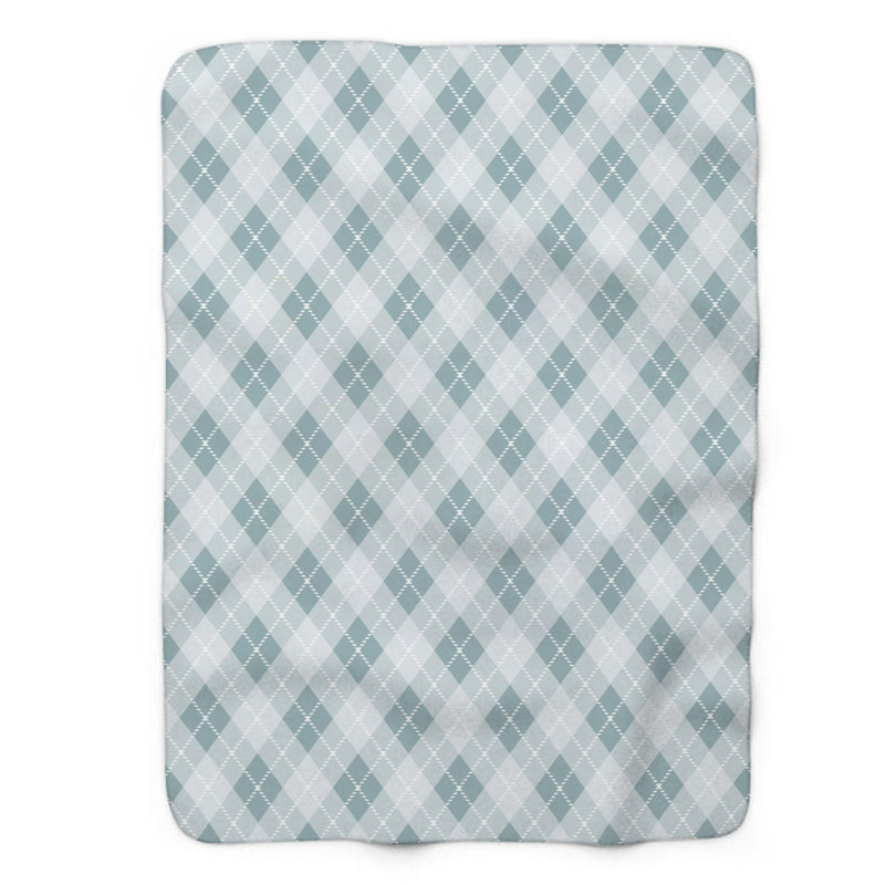 Blue Checks - couverture en sherpa de qualité supérieure 1 pièce, Grand lit