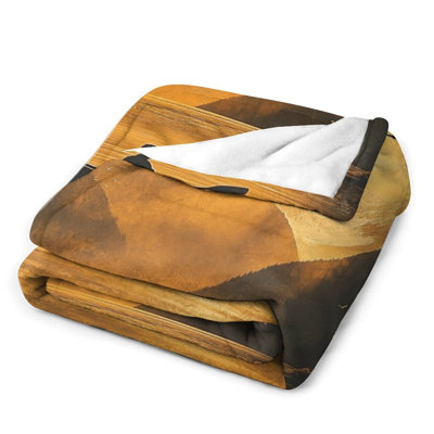 Canoeist Paddling Golden Sunset Lake Luxury Flannel Throw Blanket, Soft Warm Fuzzy Blanket for Living Room Sofa Bed Home Decor