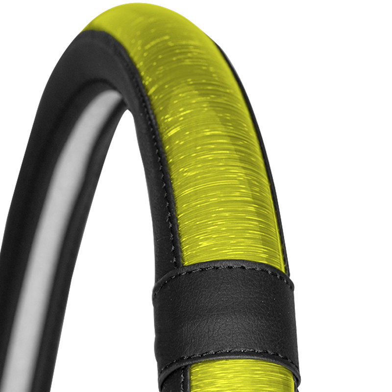 Galaxy13 Metallic Striped Steering Wheel Cover, Yellow