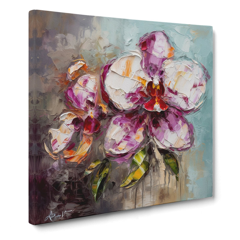 Orchid Flower Palette Knife - No Frame Print, 35cm H x 35cm W x 3cm D
