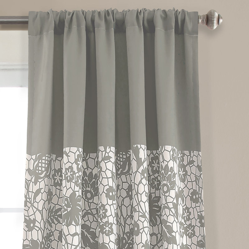 Estate Garden Print Room Darkening Curtain Pair, Gray, 52" x 95"