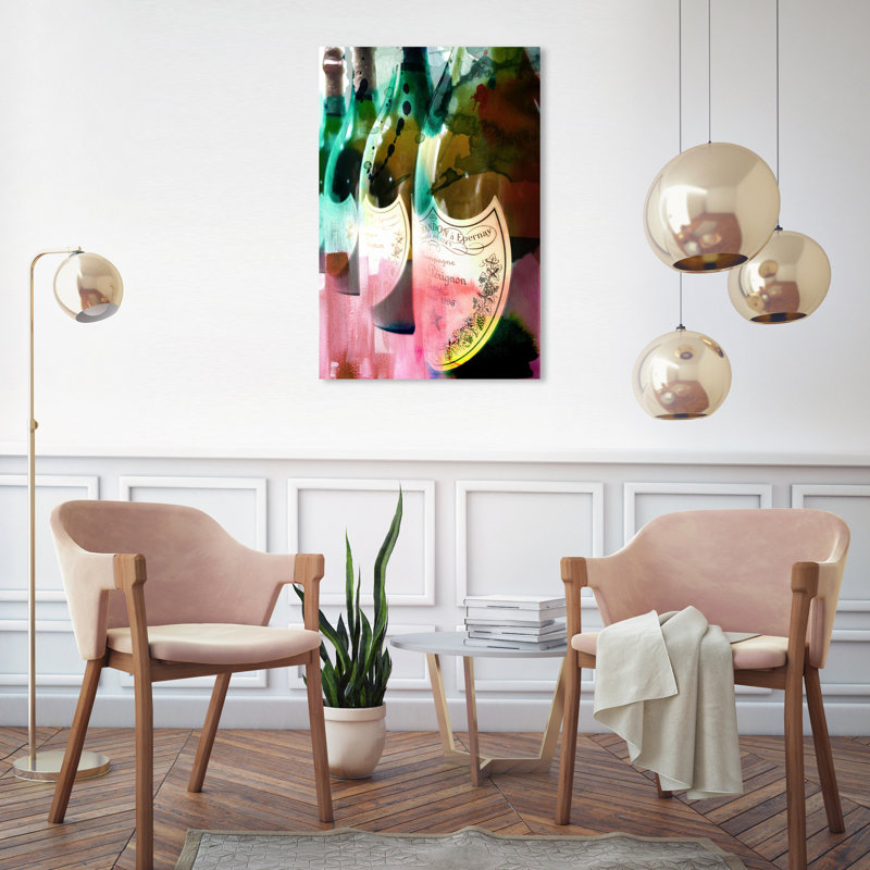 Champagne Feast - peinture sur toile tendue, H 30 po x l 20 po