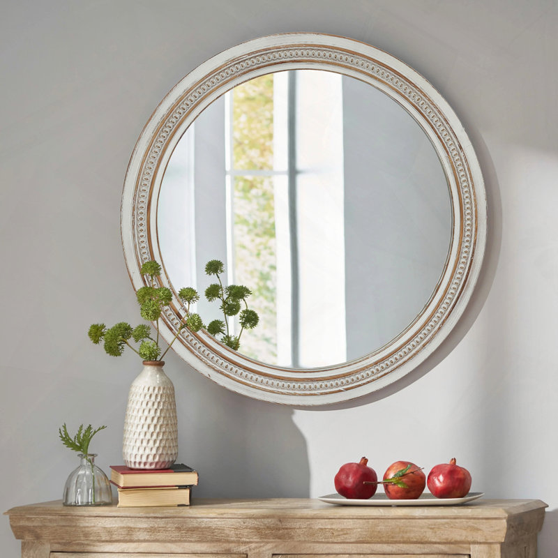 Miroir mural vintage rétro avec bordure ornée de perles