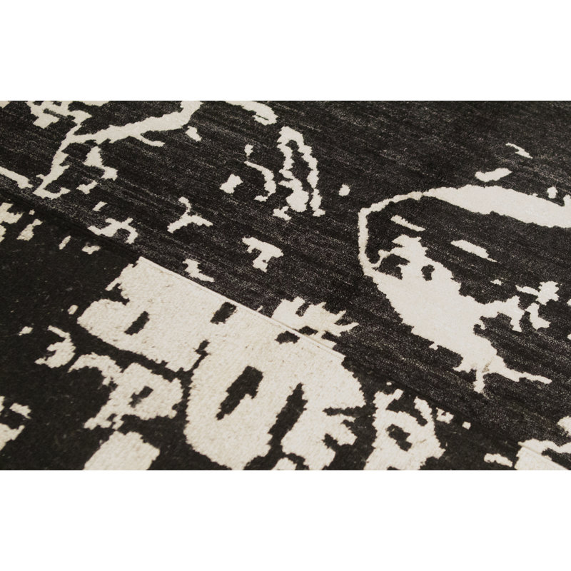 Hand-Knotted High-Quality Black Area Rug
