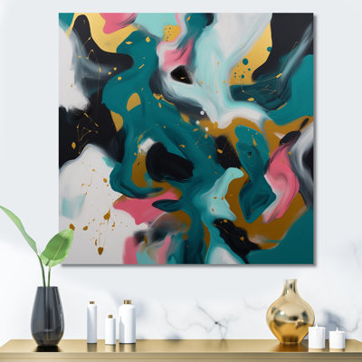 " Turquoise And Pink Abstract Serenity I "