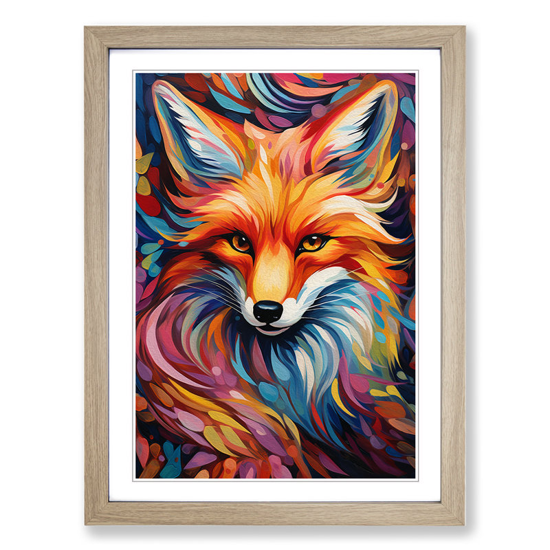 Fox Orphism No.2 - Framed Print, 46cm H x 34cm W, Oak Framed