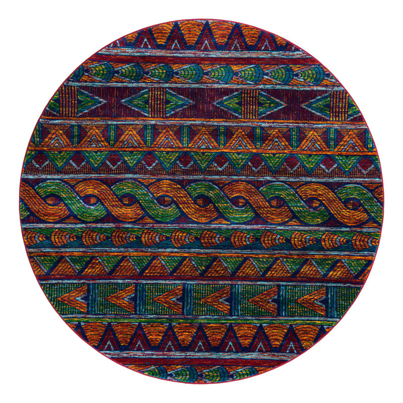 Equan Geometric Indoor / Outdoor Rug, Round 7'10"