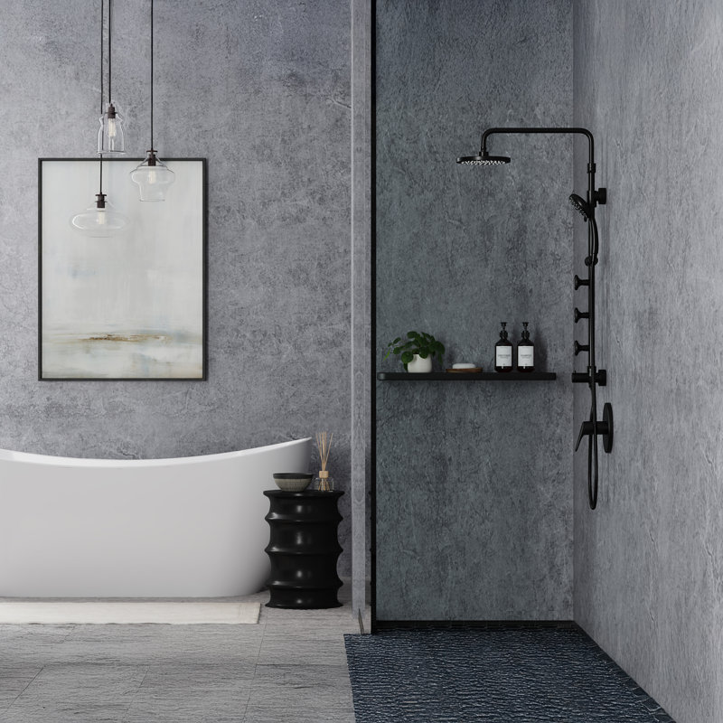 Lanikai 8-in Rain Showerhead Shower System with 3-Body Jets Multi-function Handshower and Pivoting Shower Arm 1.8 GPM