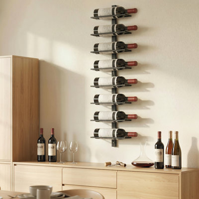 Multi-tiered, Wall Mounted Wine Bottle Rack Black