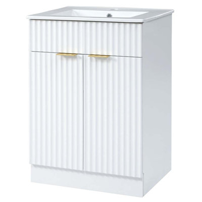 24inch Modern Bathroom Vanity For Small Bathroom, White Storage Cabinet With Ceramic Sink -  Tandoori, XLL1207-30