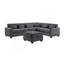 Canapé modulaire en chenille l 115 po gris Trey avec dossier réglable, ports de chargement, poches, capitonnage, repose-pieds avec rangement, coussins décoratifs