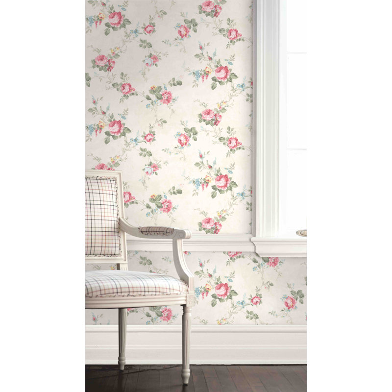 Rouleau de papier peint l 33 pi x l 20,5 po floral trail Tyrion, Beige / Rouge