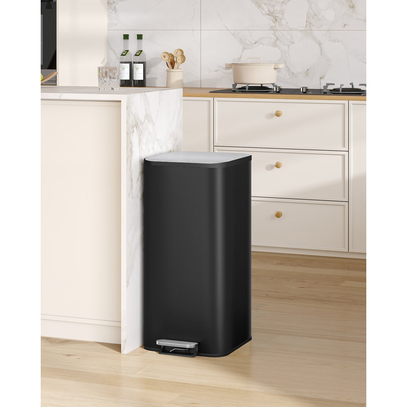 Kitchen Bin 40L, Kitchen Pedal bin with Soft-Close Lid, Removable Inner Buckets, Recycling Bins with 15 Trash Bags , Black