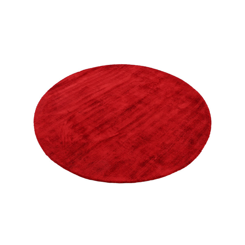Ava Handmade Viscose Silky Solid Soft Red Rug, Round 160cm