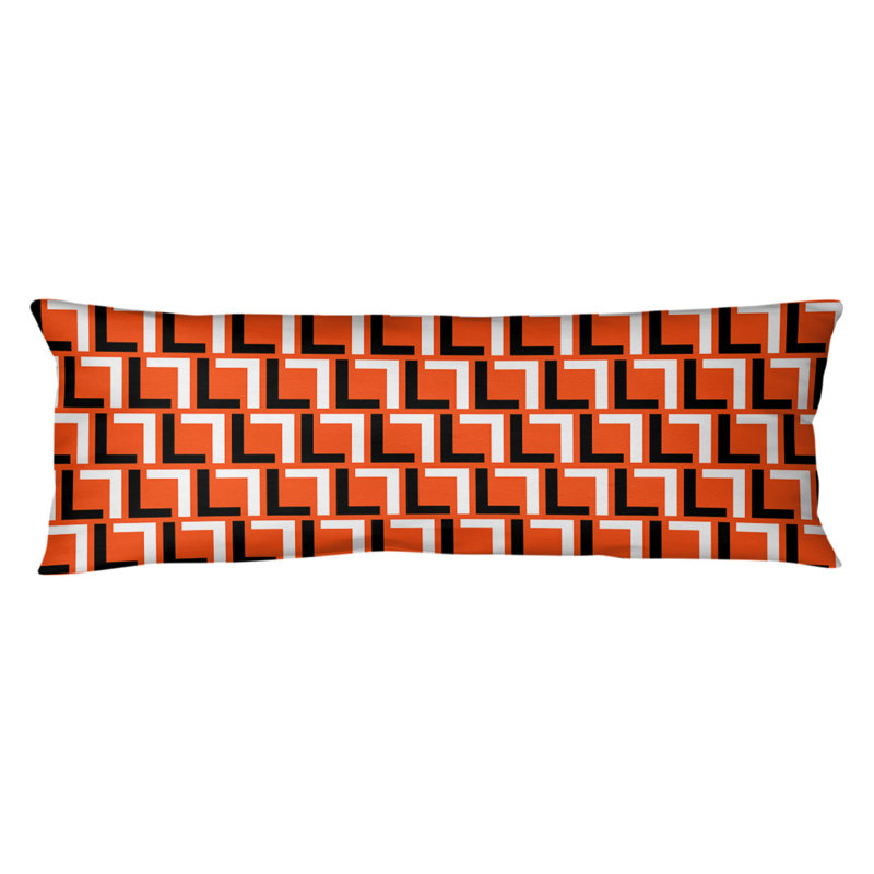 Polyester Medium Pillow, Polyester, Orange/Black/White