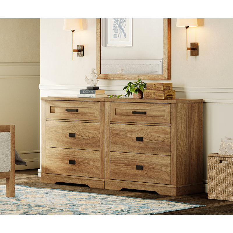 Glenford 6 - Drawer Dresser, Vintage Oak