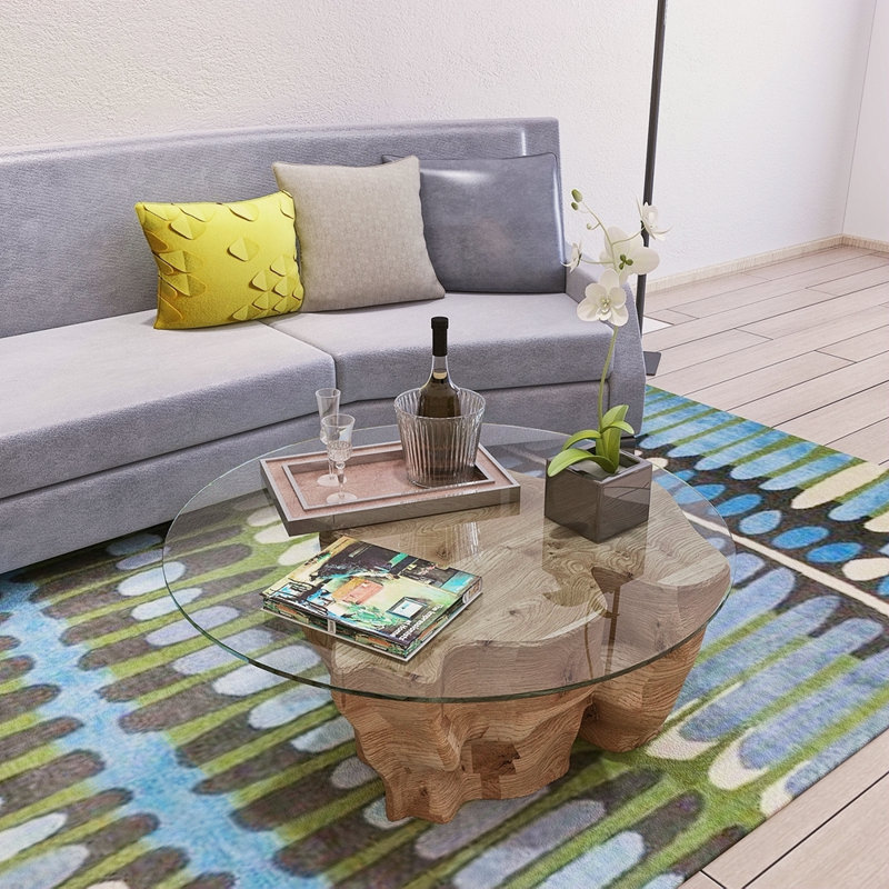Plateau de table en verre trempé rond de 36 po, verre transparent, bord plat de 1/4 po d'épaisseur poli
