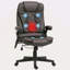 Fauteuil de bureau vibrant à 6 points avec massage chauffant, chaise de bureau de direction à haut dossier avec dossier inclinable, accoudoirs rembourrés et télécommande-334233